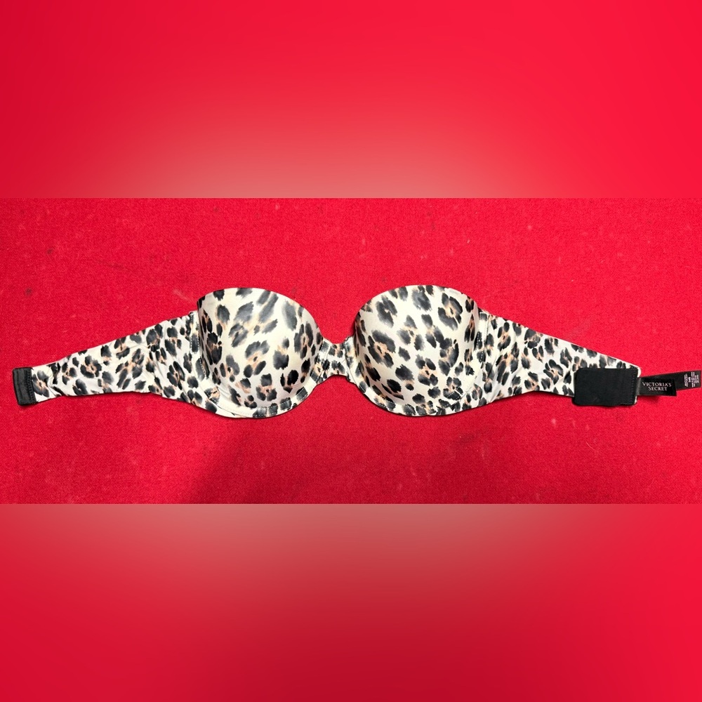 Victoria's Secret Leopard Print Strapless Bra - Beige and Black